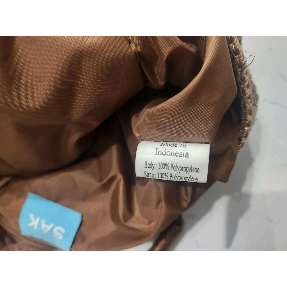 The Sak Crocheted Shoulder Bag CHESTNUT Brown With Gold Metallic Threads VTG EUC - Picture 10 of 10